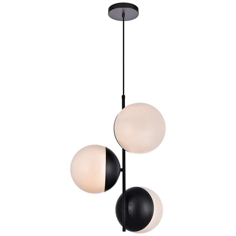 Image 1 Eclipse 3 Lts Black Pendant With Frosted White Glass