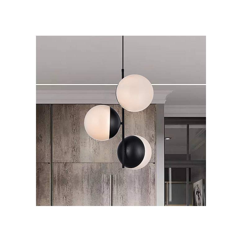 Image 1 Eclipse 3 Lts Black Pendant With Frosted White Glass