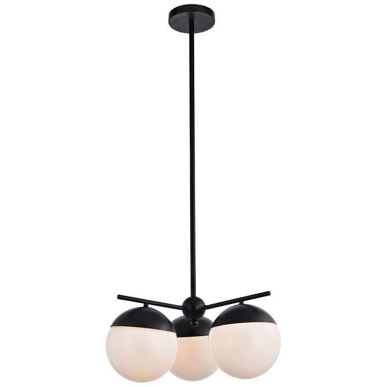 Image 1 Eclipse 3 Lts Black Pendant With Frosted White Glass
