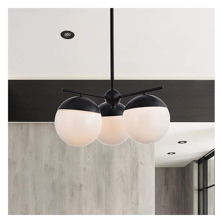 Image 1 Eclipse 3 Lts Black Pendant With Frosted White Glass