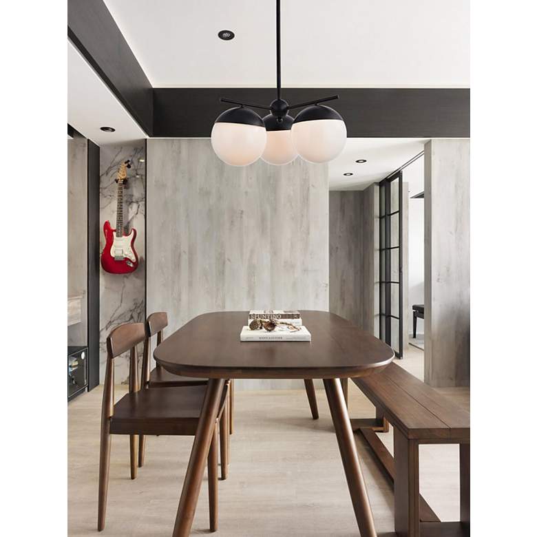 Image 3 Eclipse 3 Lts Black Pendant With Frosted White Glass more views