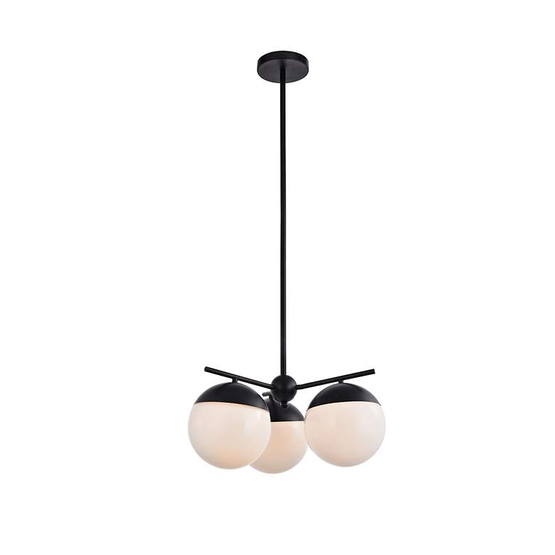 Image 4 Eclipse 3 Lts Black Pendant With Frosted White Glass more views