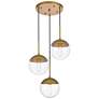 Eclipse 3 Lts Brass Pendant With Clear Glass