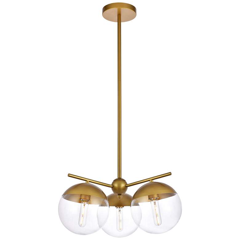 Image 1 Eclipse 3 Lts Brass Pendant With Clear Glass