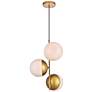 Eclipse 3 Lts Brass Pendant With Frosted White Glass