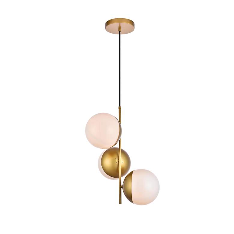 Image 4 Eclipse 3 Lts Brass Pendant With Frosted White Glass more views