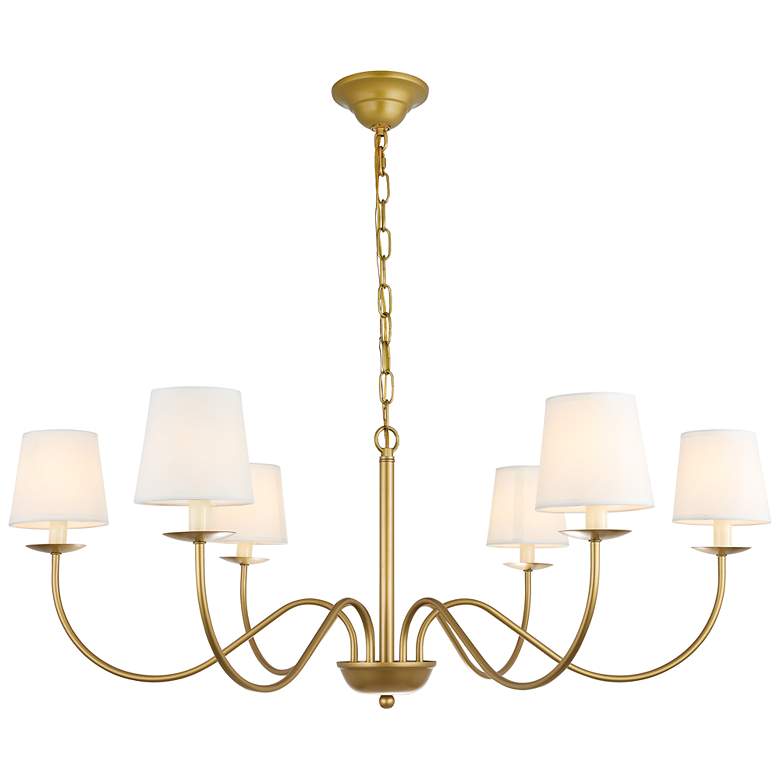 Image 3 Eclipse 37" Wide Brass 6-Light Chandelier