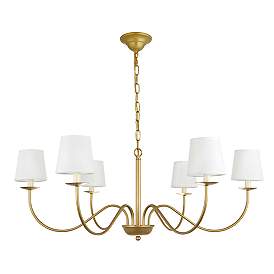 Image5 of Eclipse 37" Wide Brass 6-Light Chandelier more views