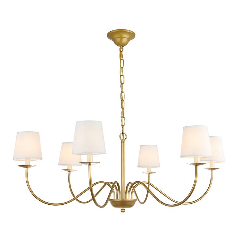Image 6 Eclipse 37" Wide Brass 6-Light Chandelier more views