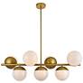 3_Eclipse 43"W Brass 7-Light Linear Pendant w/ Frosted Glass