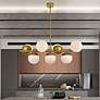 2_Eclipse 43"W Brass 7-Light Linear Pendant w/ Frosted Glass