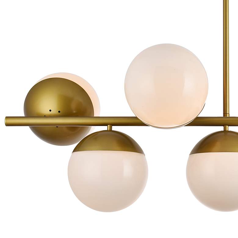 Image 4 Eclipse 43"W Brass 7-Light Linear Pendant w/ Frosted Glass more views