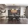 4_Eclipse 43"W Brass 7-Light Linear Pendant w/ Frosted Glass more views