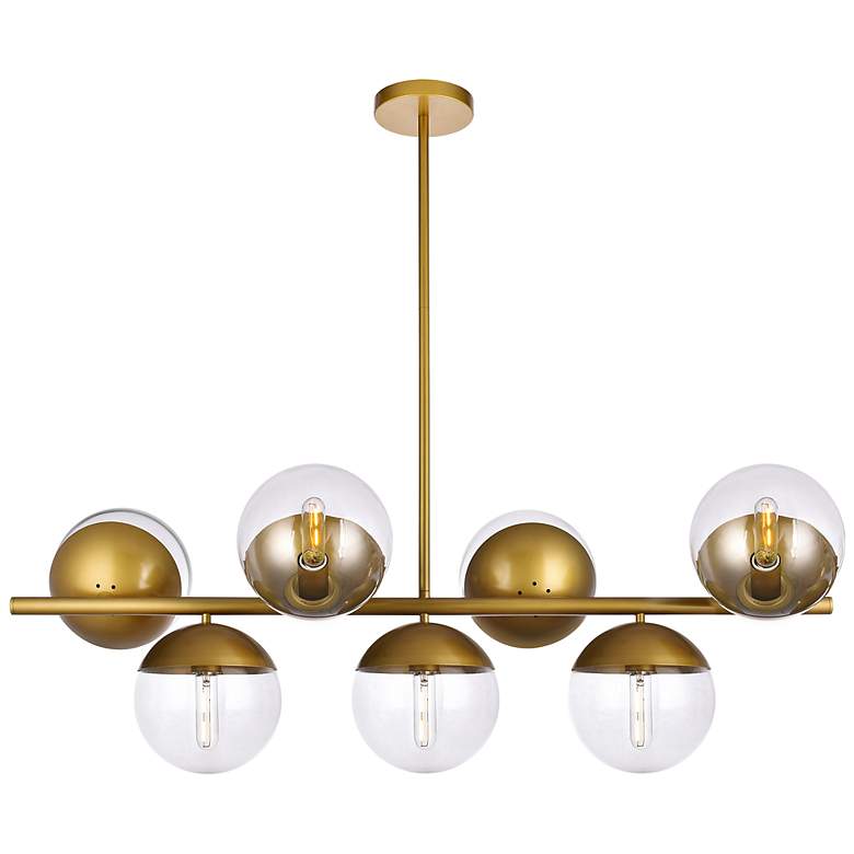 Image 3 Eclipse 43"W Brass and Clear Glass 7-Light Linear Chandelier