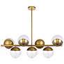 3_Eclipse 43"W Brass and Clear Glass 7-Light Linear Chandelier