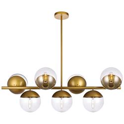 Eclipse 43"W Brass and Clear Glass 7-Light Linear Chandelier