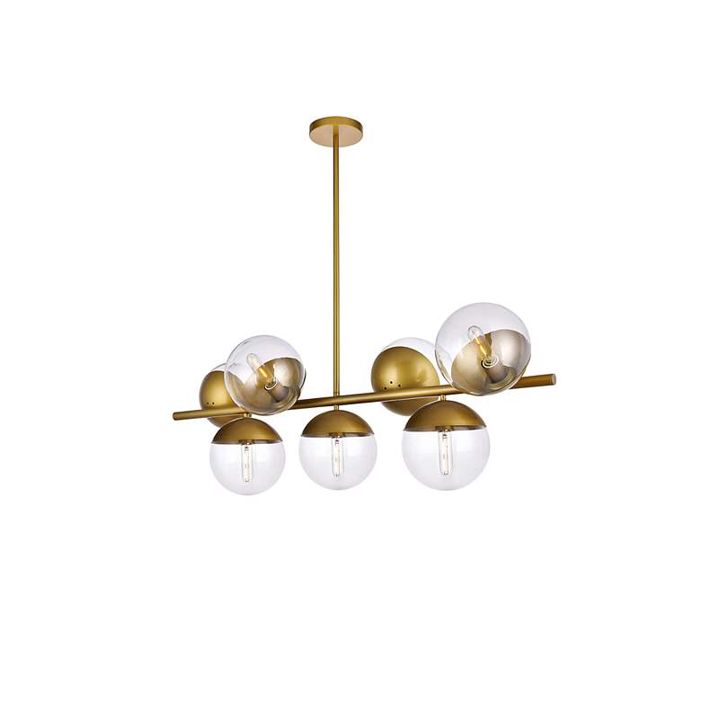 Image 5 Eclipse 43"W Brass and Clear Glass 7-Light Linear Chandelier more views