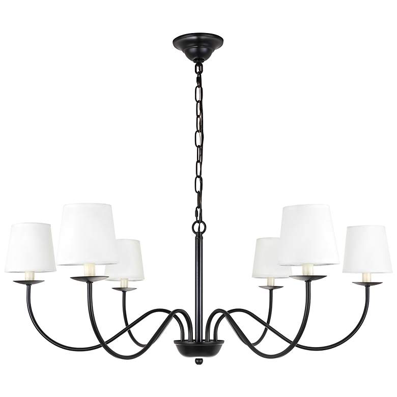 Image 2 Eclipse 6 Lt Black And White Shade Chandelier