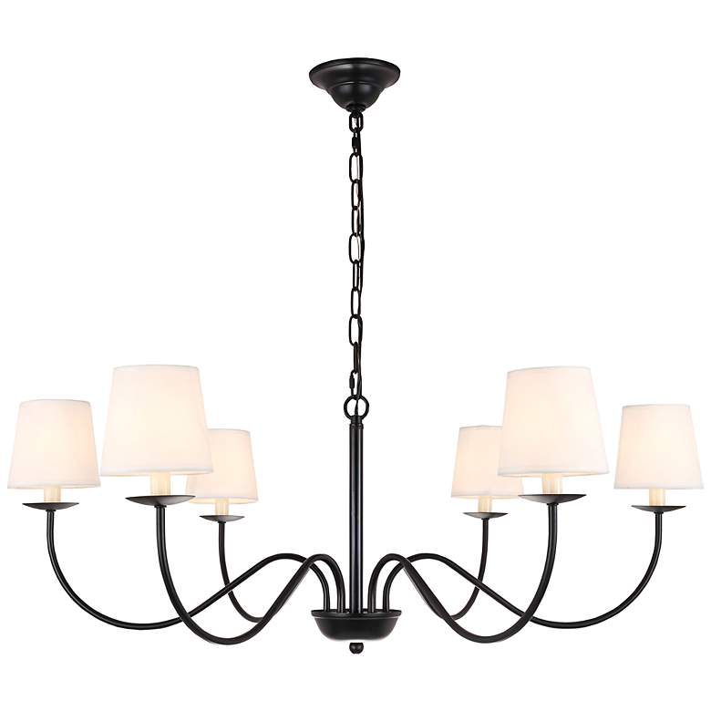 Image 4 Eclipse 6 Lt Black And White Shade Chandelier more views