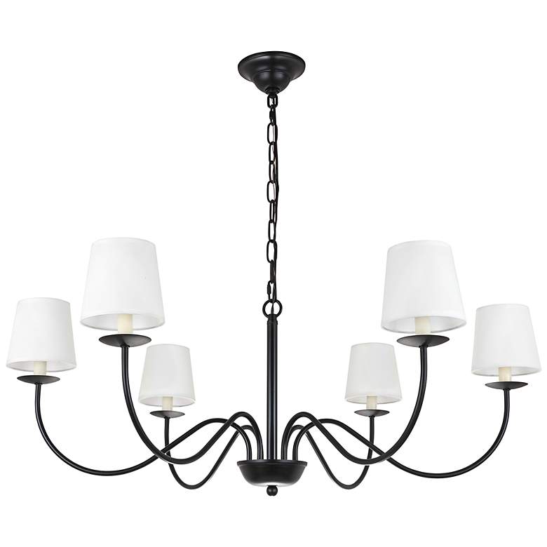 Image 5 Eclipse 6 Lt Black And White Shade Chandelier more views