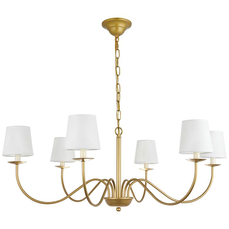 Image 6 Eclipse 6 Lt Brass And White Shade Chandelier more views