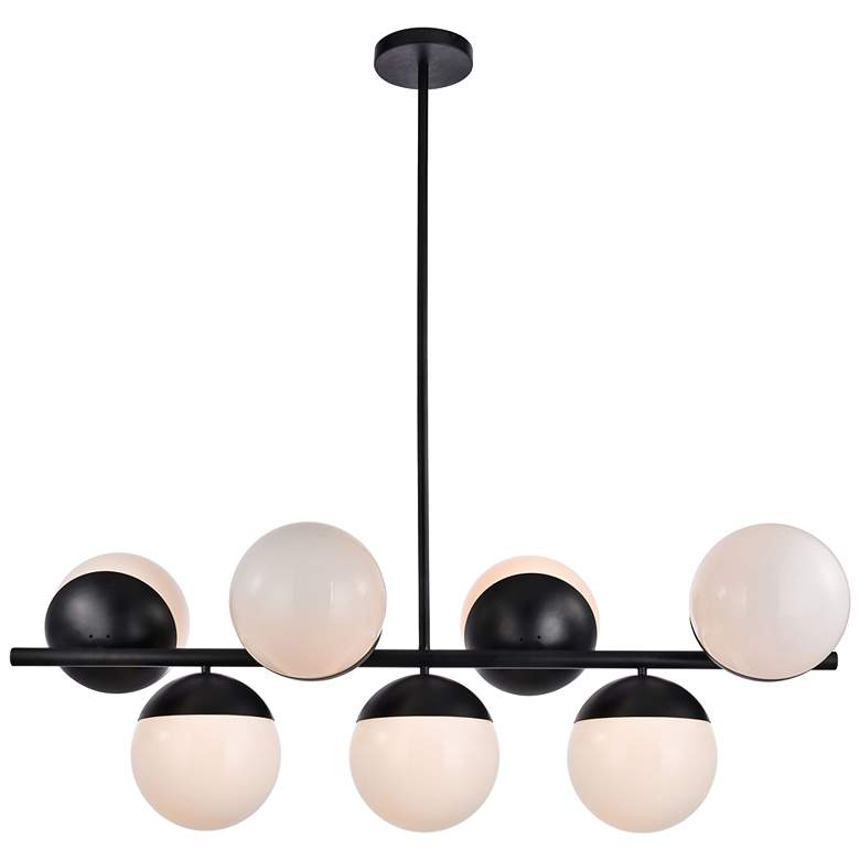 Image 1 Eclipse 7 Lts Black Pendant With Frosted White Glass