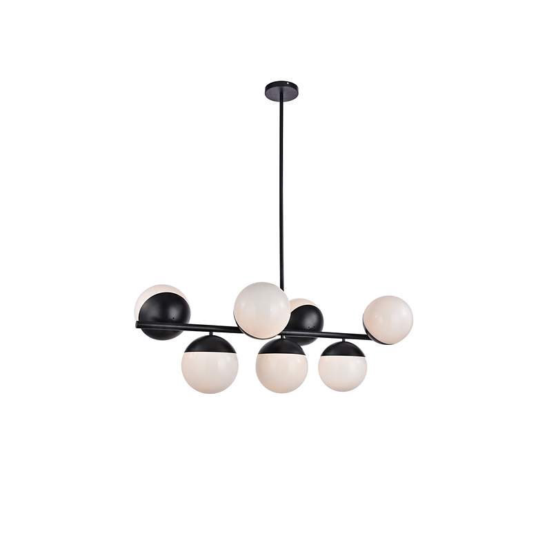 Image 4 Eclipse 7 Lts Black Pendant With Frosted White Glass more views