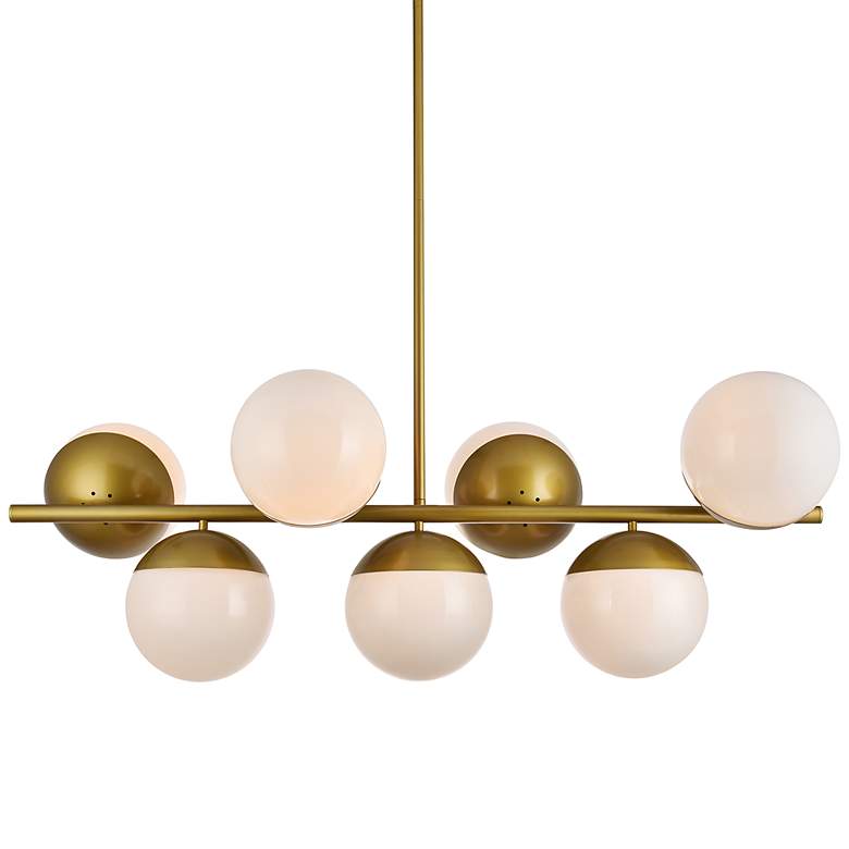 Image 3 Eclipse 7 Lts Brass Pendant With Frosted White Glass