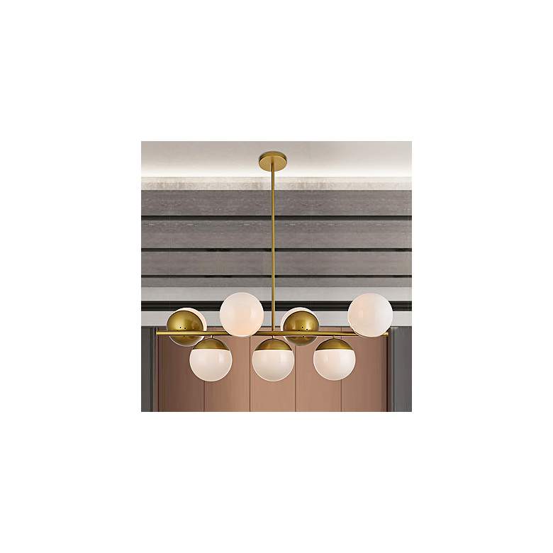 Image 2 Eclipse 7 Lts Brass Pendant With Frosted White Glass