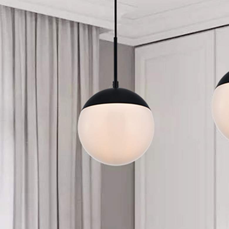 Image 1 Eclipse 8" Wide Black and White Globe Mini Pendant