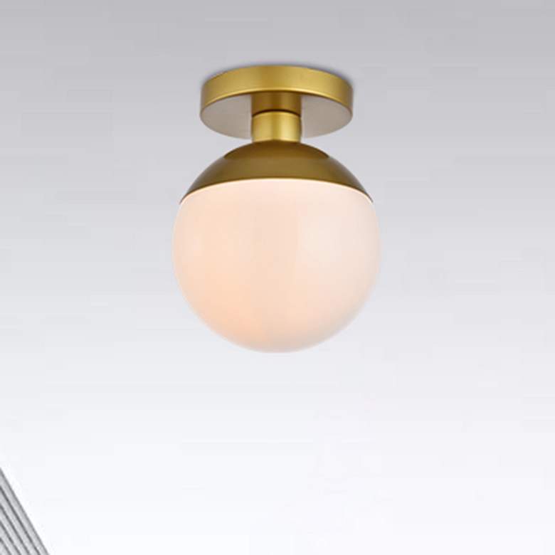 Image 1 Eclipse 8" Wide Brass Globe Ceiling Light