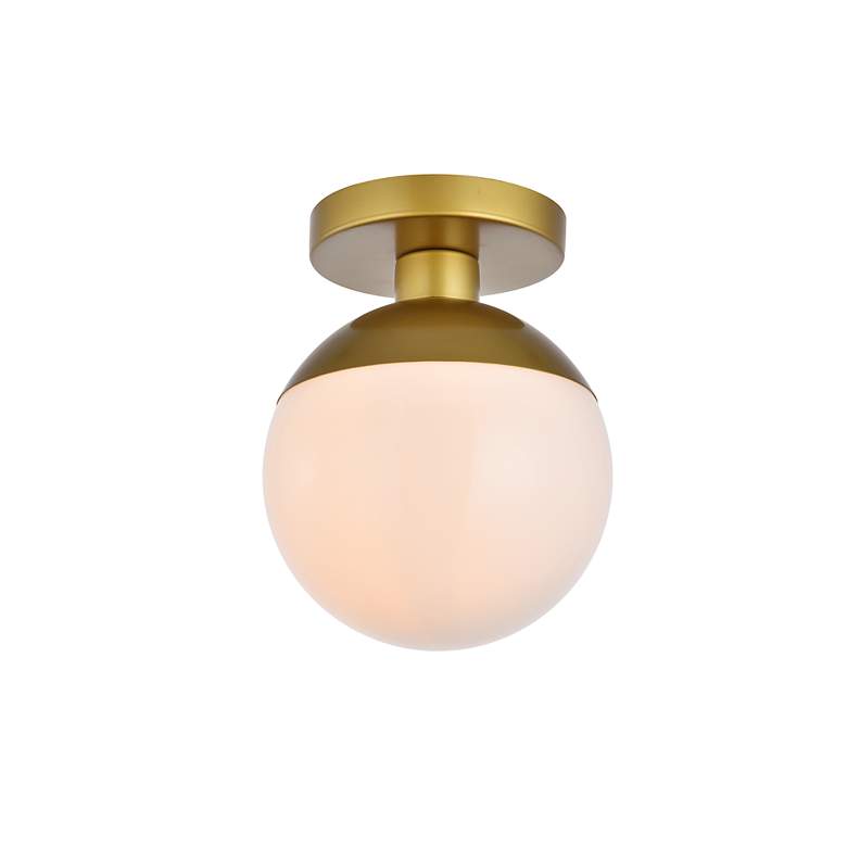 Image 7 Eclipse 8" Wide Brass Globe Ceiling Light more views