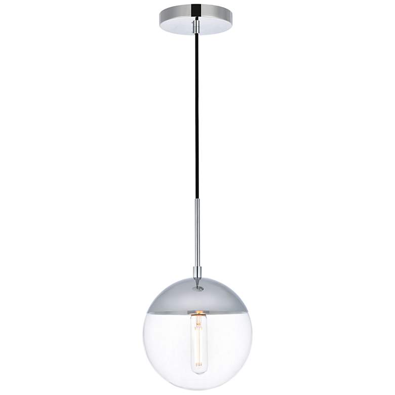 Image 2 Eclipse 8" Wide Chrome and Clear Glass Globe Mini Pendant