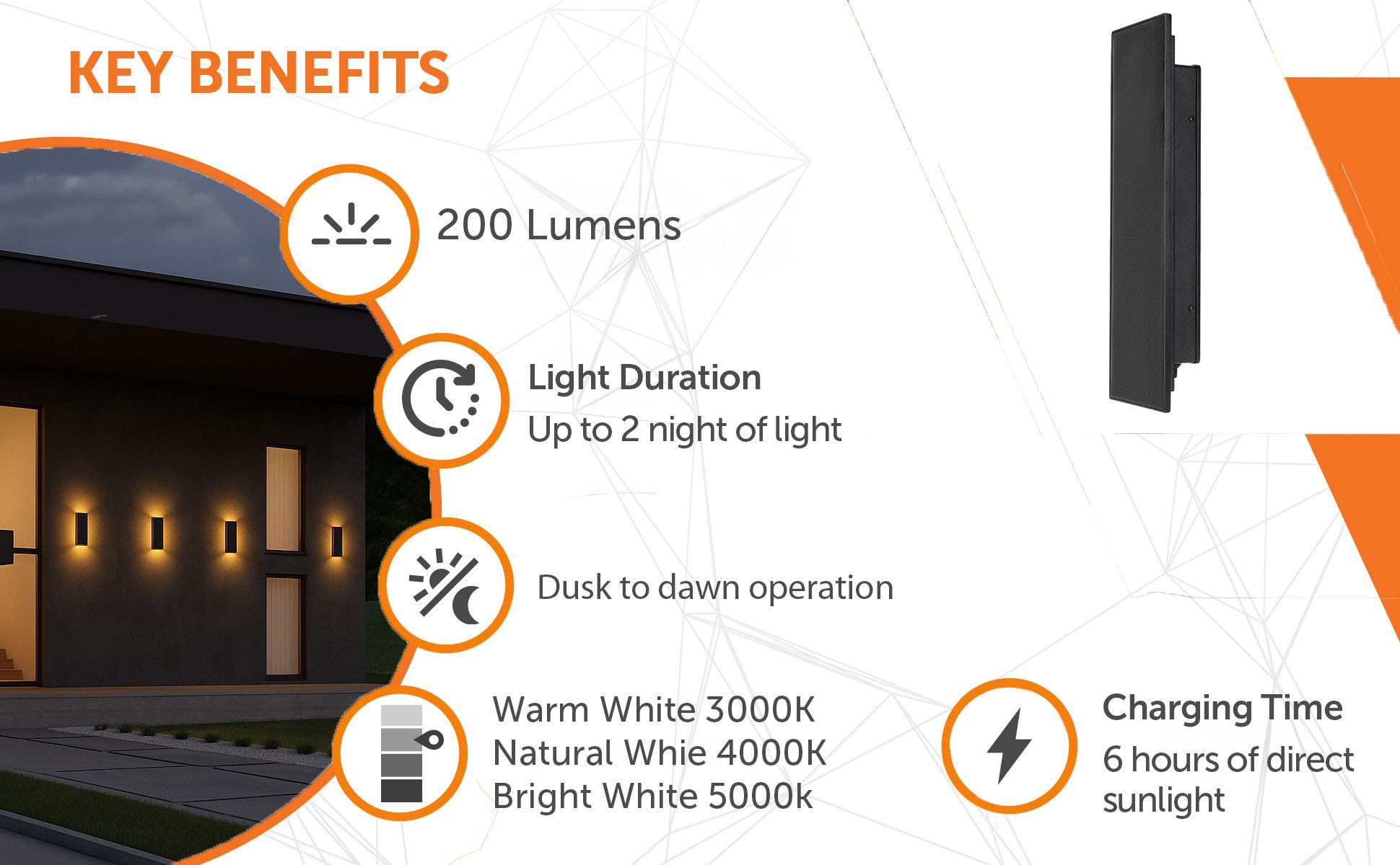 Image 6 Eclipse Backlight Solar Wall Light more views