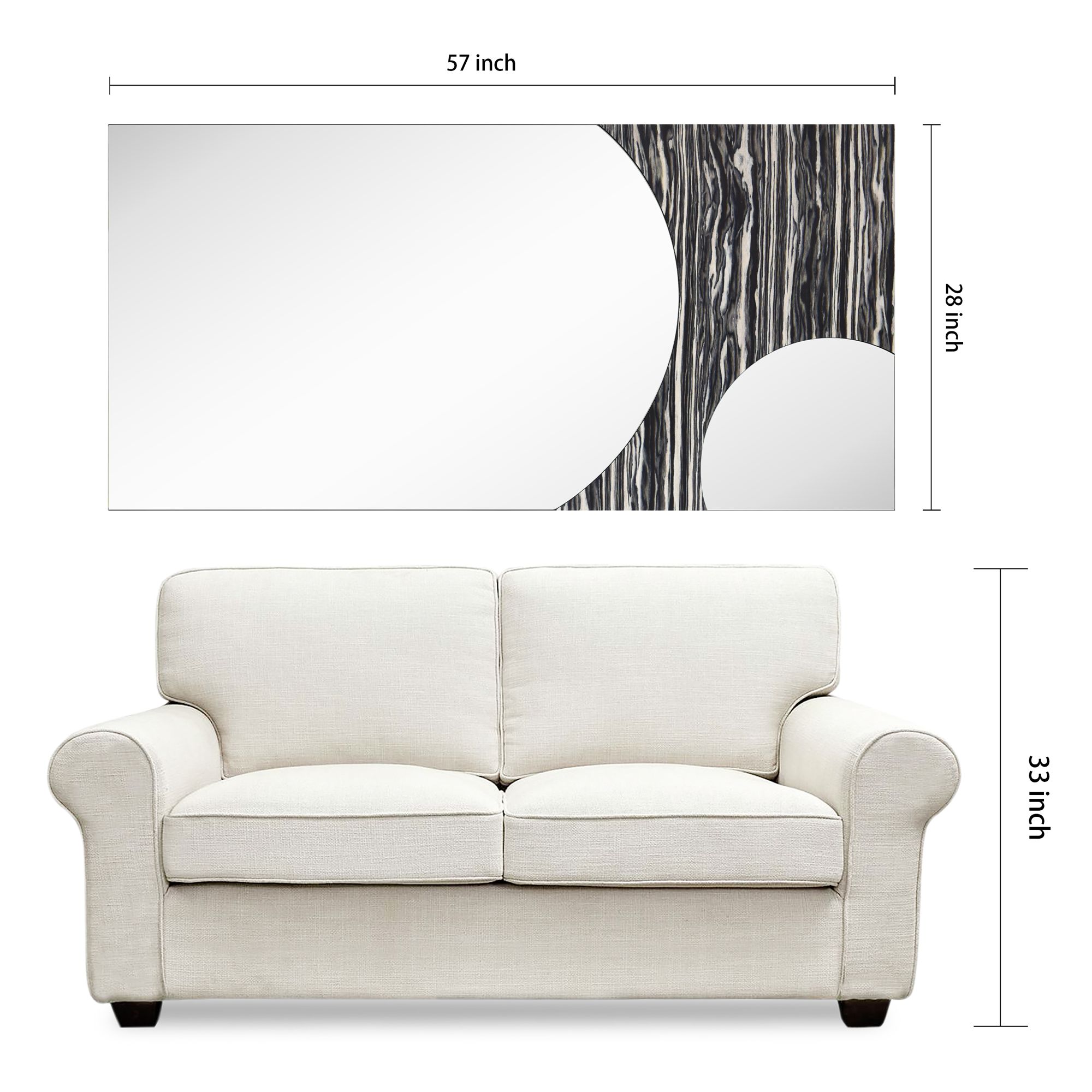 Eclipse Harmony Wall Mirror, 57"x28" Rectangular Mirror