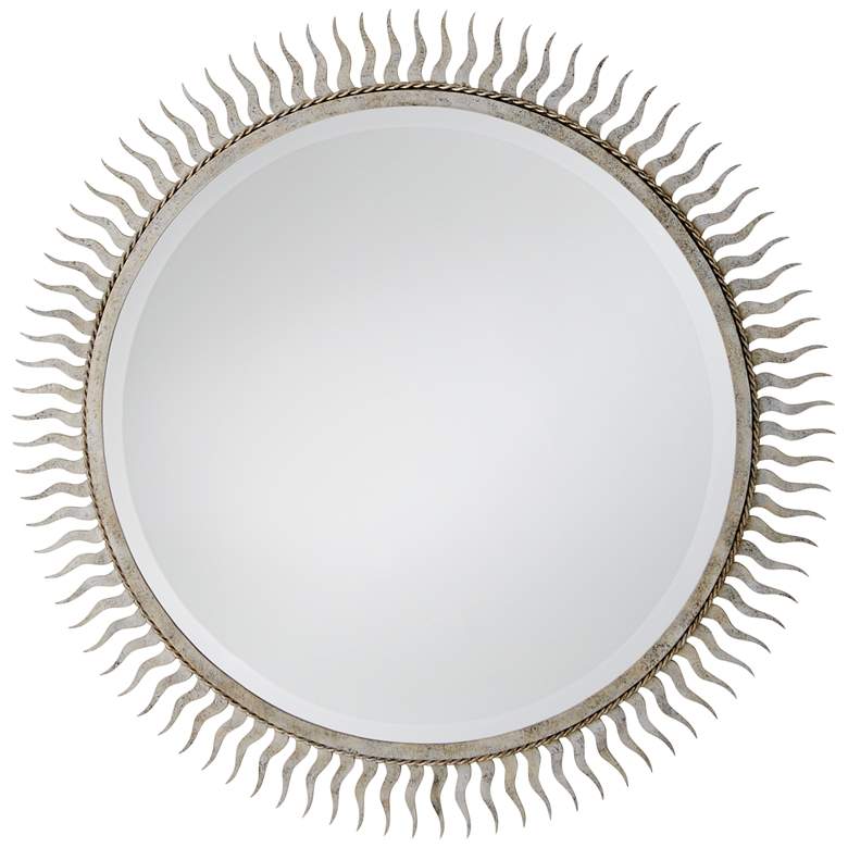 Image 1 Eclipse Silver Leaf 40" Oversized Sunburst Wall Mirror