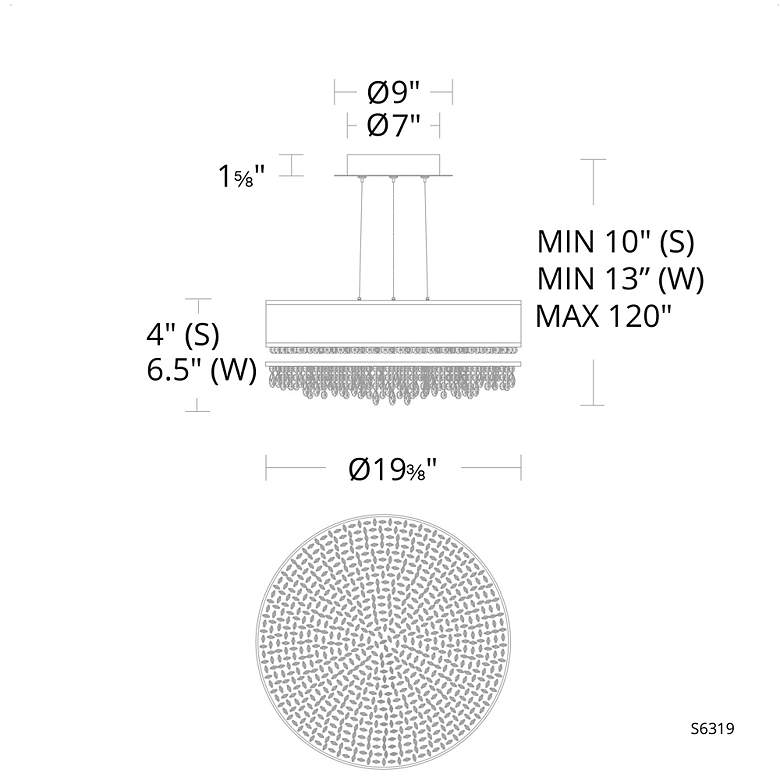 Image 2 Eclyptix LED 6.5"H x 19.4"W 1-Light Crystal Pendant in Pol Stainl more views