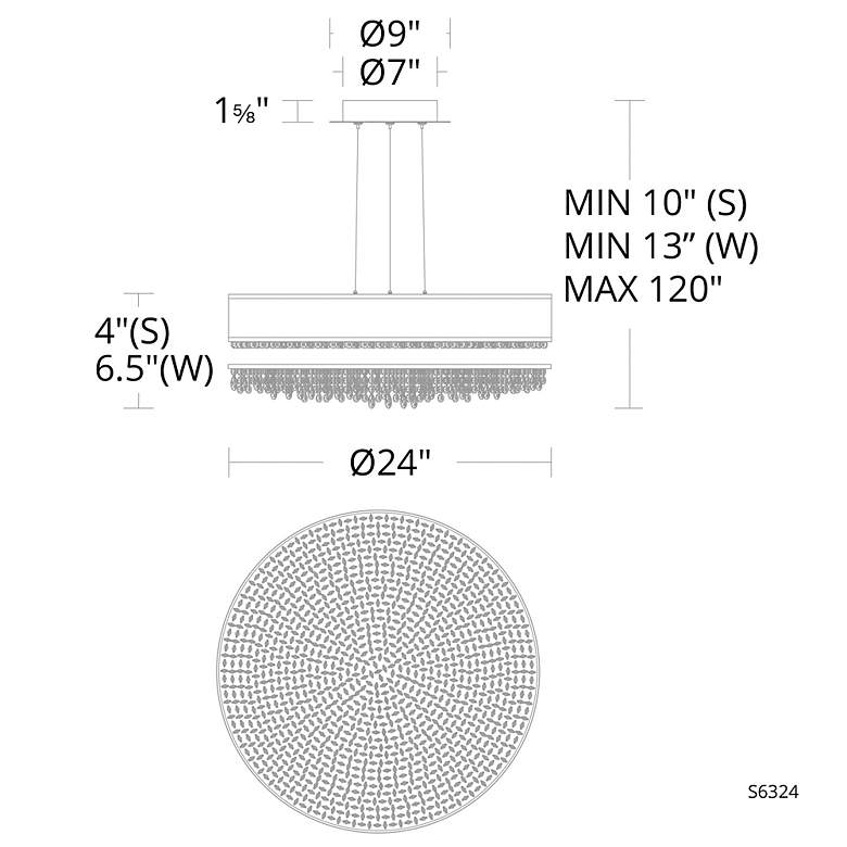 Image 3 Eclyptix LED 6.5"H x 24"W 1-Light Crystal Pendant in Pol Stainles more views