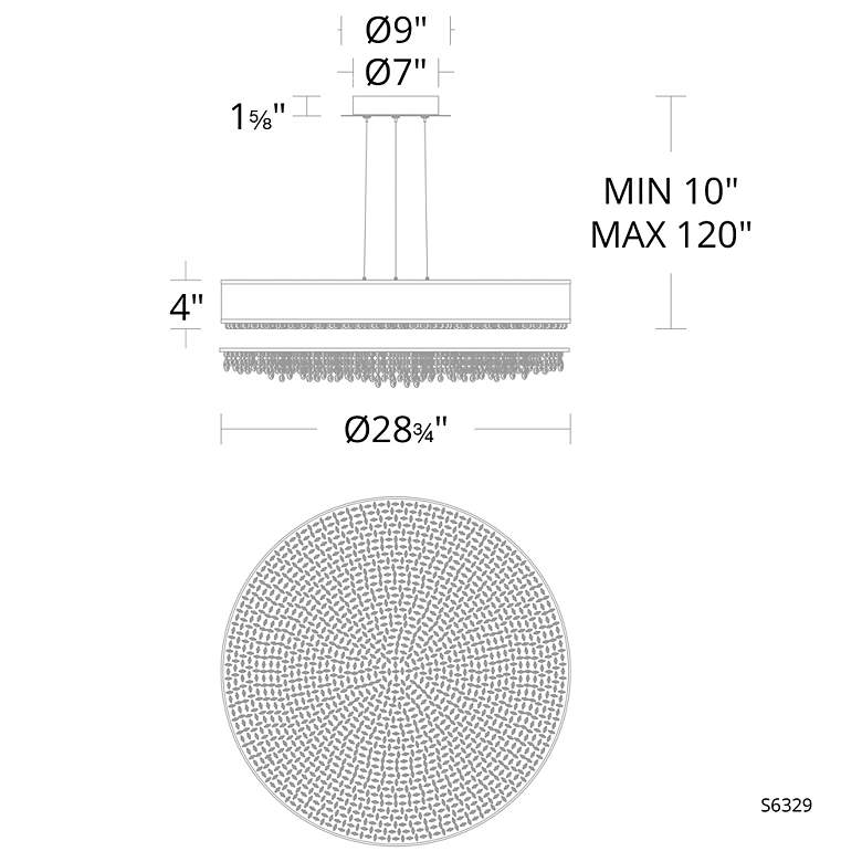 Image 4 Eclyptix LED 6.5"H x 28.8"W 1-Light Crystal Pendant in Pol Stainl more views