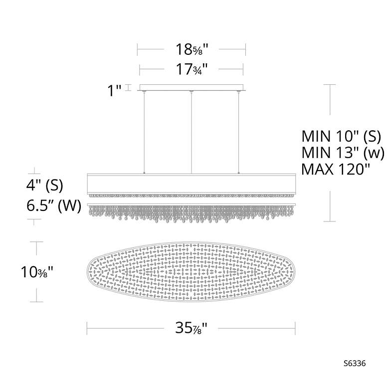 Image 3 Eclyptix LED 6.5"H x 35.9"W 1-Lt Linear Pendant in Pol Stainless more views