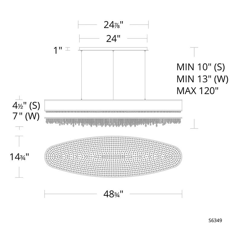 Image 2 Eclyptix LED 6.5"H x 48.75"W 1-Lt Linear Pendant in Pol Stainless more views