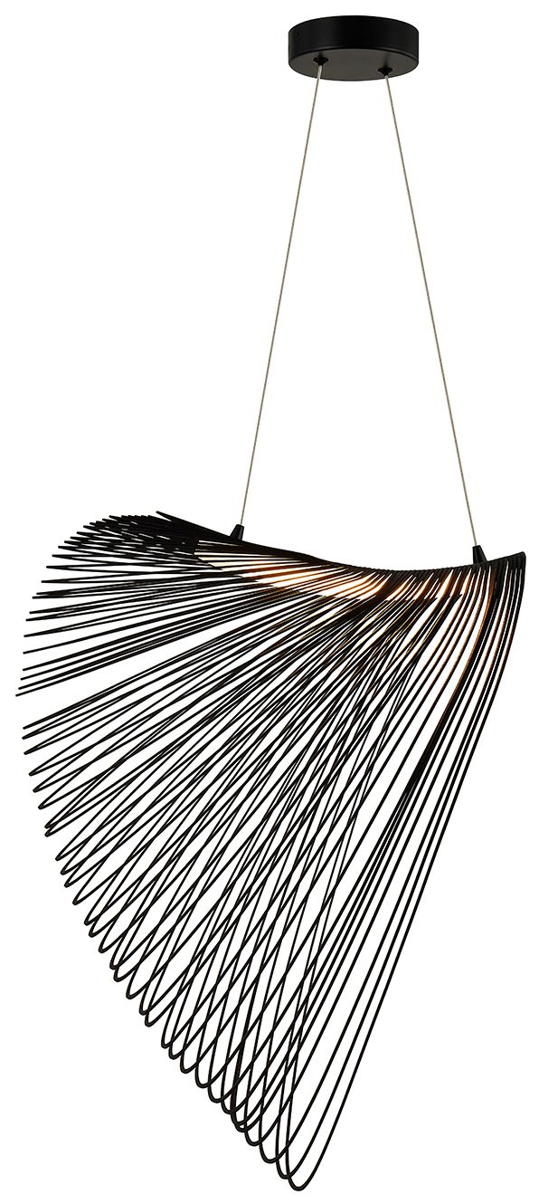 Image 2 Eco Madera 23.75" Wide Matte Black Organic Pebble Layered Wood LED Pendant more views