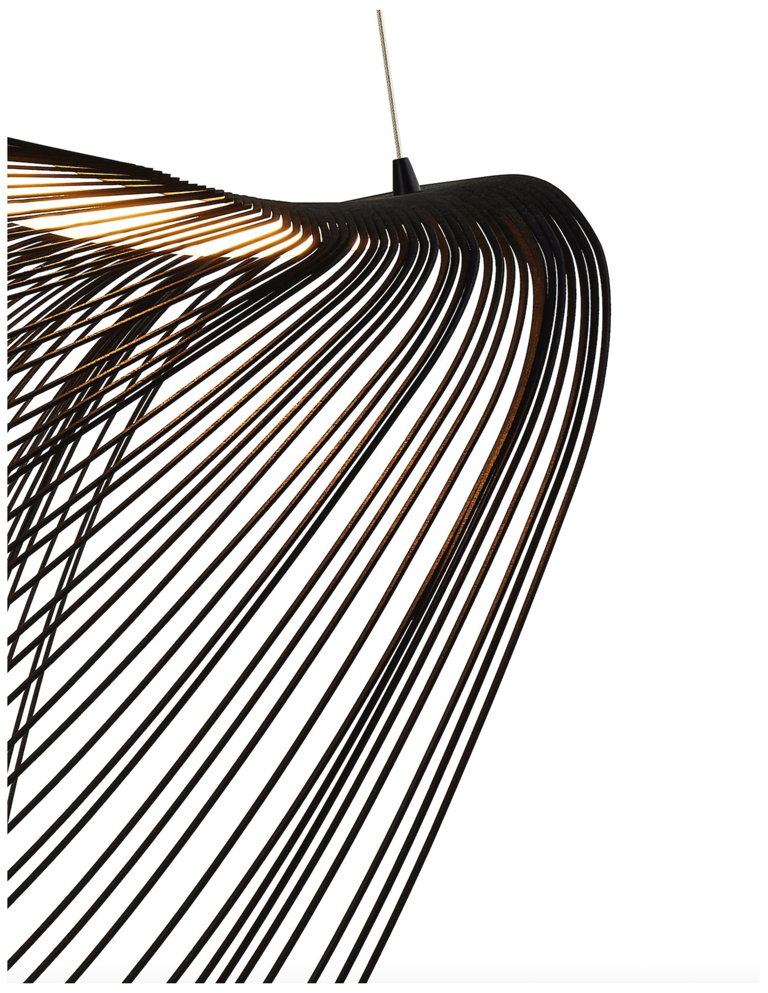 Image 3 Eco Madera 23.75" Wide Matte Black Organic Pebble Layered Wood LED Pendant more views