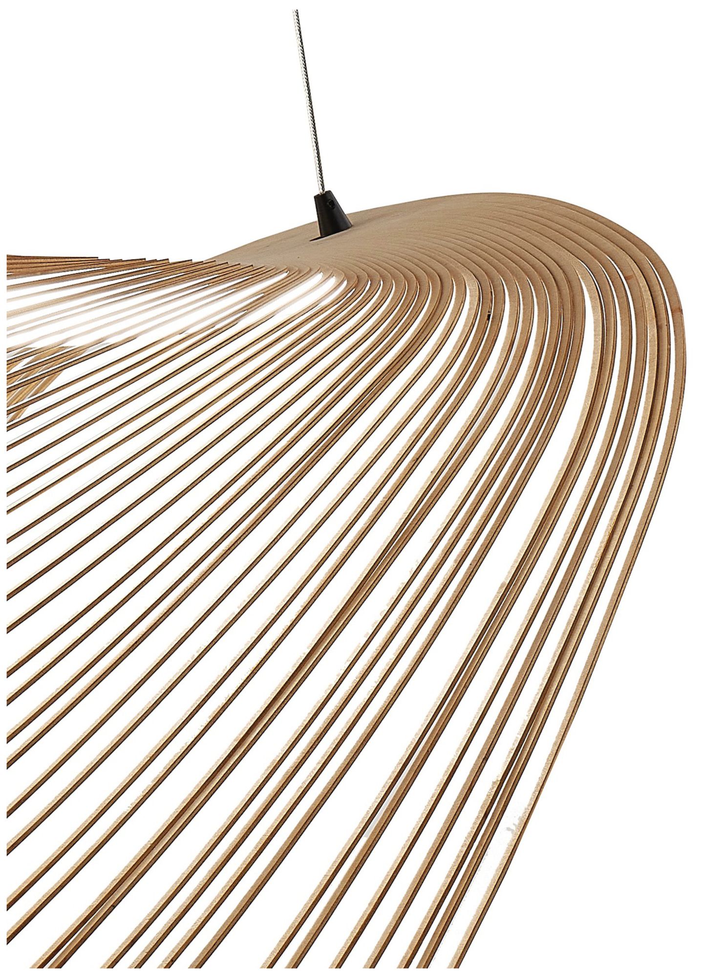 Image 4 Eco Madera 24"W Matte Black Organic Pebble Layered Natural Wood LED Pendant more views