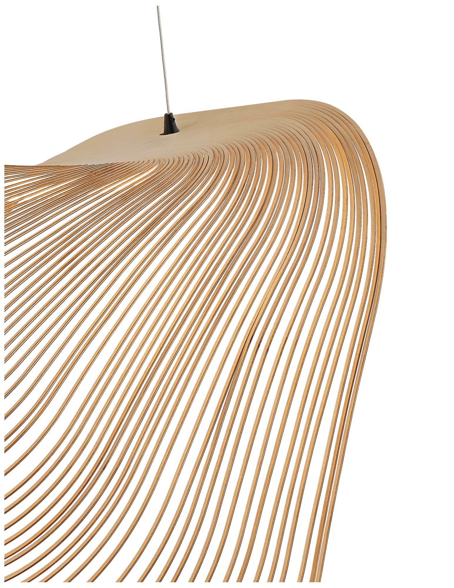 Image 4 Eco Madera 24"W Matte Black Soft Square Layered Natural Wood LED Pendant more views