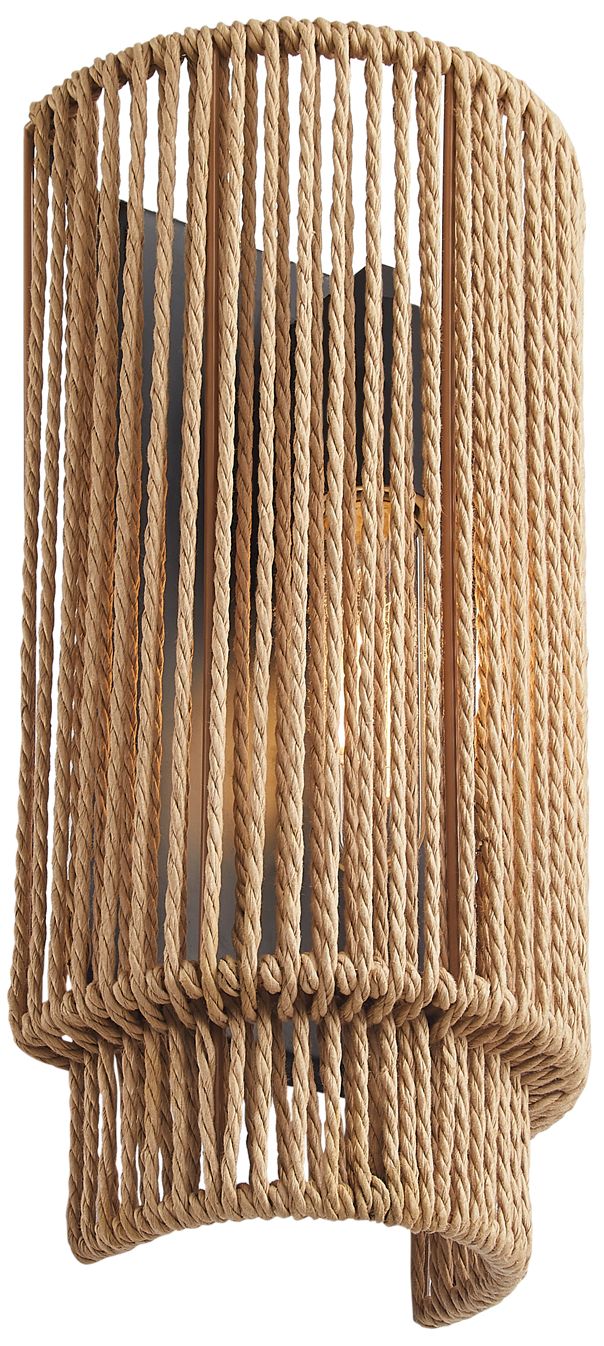 Image 2 Eco Milos 13" High Matte Black, Natural Wall Sconce more views