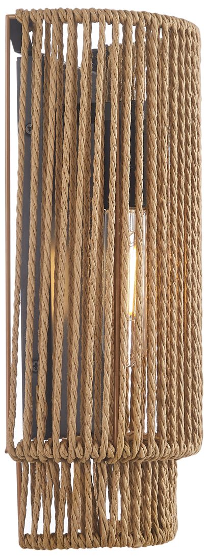 Image 3 Eco Milos 13" High Matte Black, Natural Wall Sconce more views