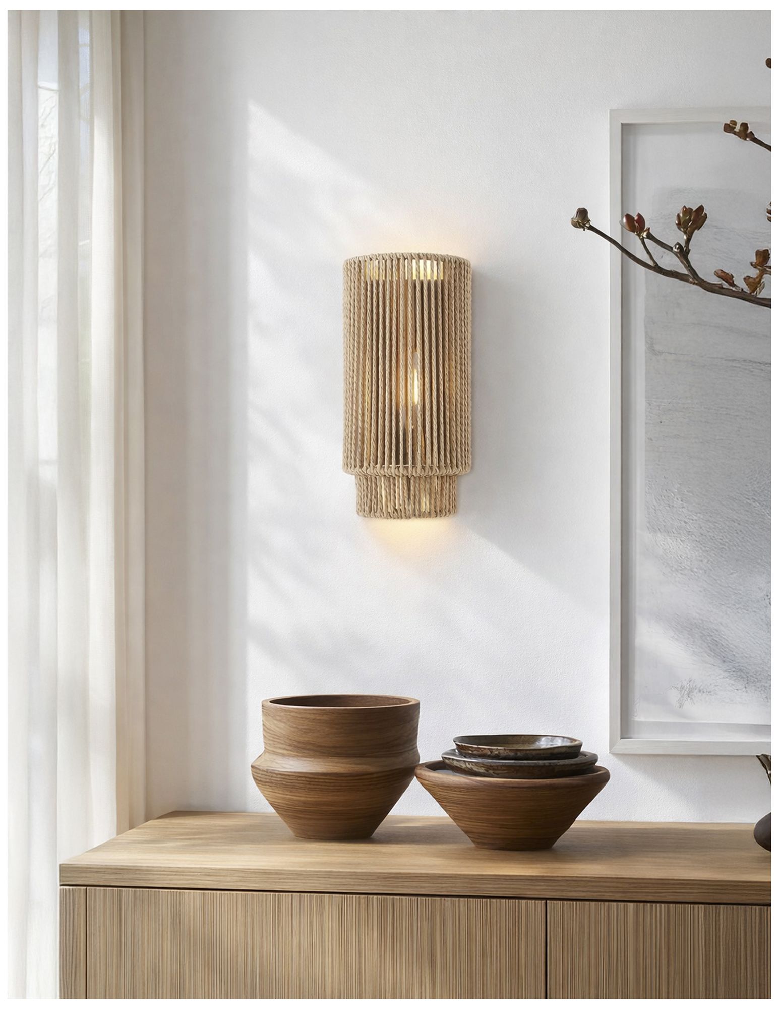 Image 5 Eco Milos 13" High Matte Black, Natural Wall Sconce more views