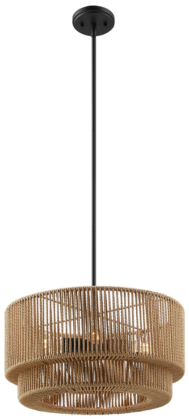 Eco Milos 18" Wide 4-Light Matte Black, Natural Pendant