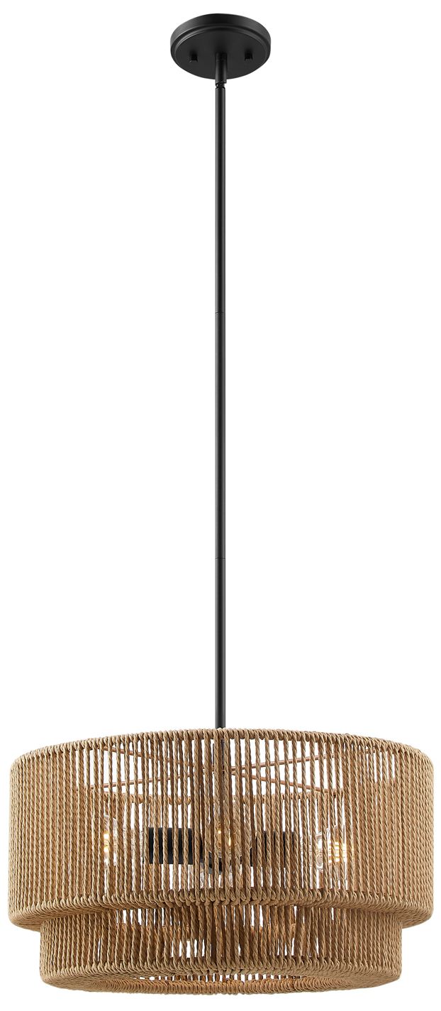 Thumbnail2 of Eco Milos 18" Wide 4-Light Matte Black, Natural Pendant more views